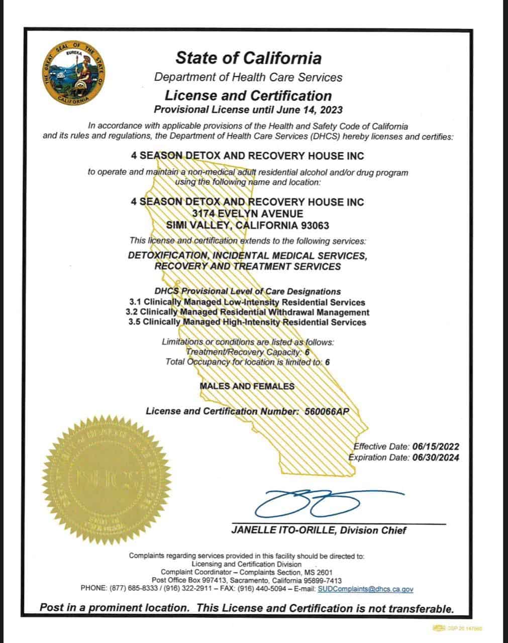 Licenses and certifications