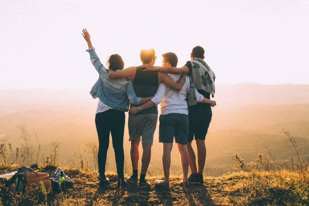 Friends chilling in nature