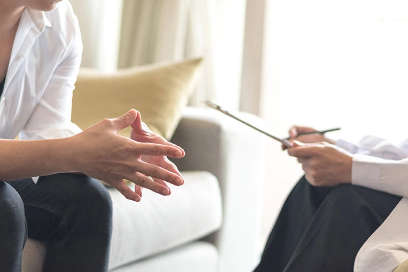 A client talks to a provider about managing multiple addictions.